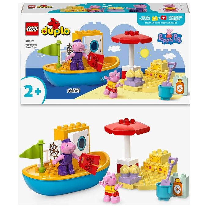 LEGO DUPLO Viaggio in Barca di Peppa Pig Giochi Educativi per Bambine e Bambini da 2 Anni Giocattolo per l'Apprendimento Prescolare da Costruire con 2 Personaggi Idea Regalo 10432