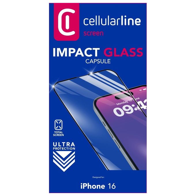 Cellular Line Impact Glass Capsule per iPhone 16