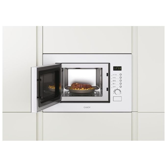 Candy MIC 20 GDFB Microonde a Incasso Capacita' 20 Litri 800 W 3 tipi di cottura Potenza Grill 1000 W Contaminuti elettronico con segnale acustico di fine cottura Scongelamento Automatico 60 cm Bianco