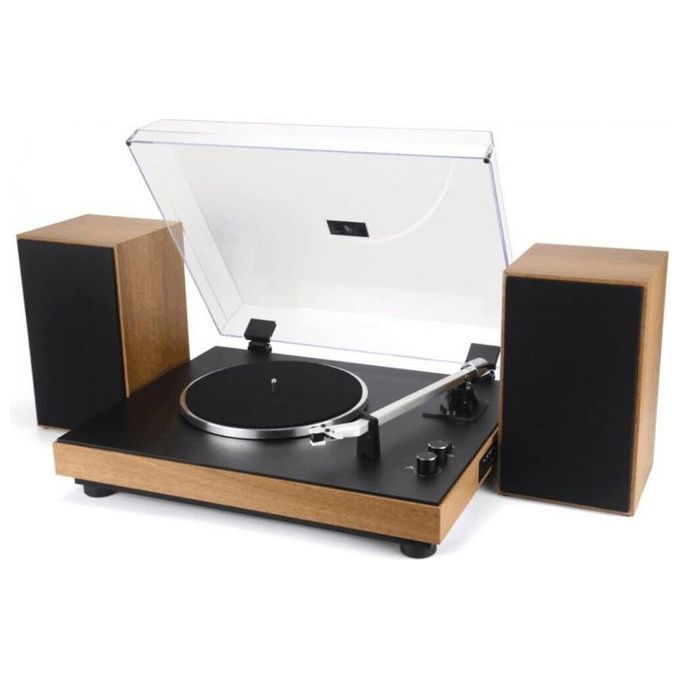 New majestic tt 54 giradischi vintage legno e nero bluetooth usb 33 45 giri 30w