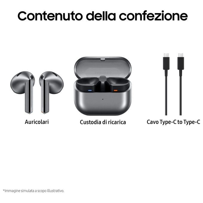 Samsung Galaxy Buds3 Auricolari open type True Wireless con Cancellazione adattiva del rumore Bluetooth Silver