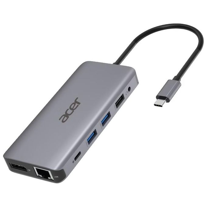 ACER Mini Dock 12 in 1 Replicatore di Porte e Docking Station per Notebook Cablato Usb 3.2 Gen 1 Type-C Argento