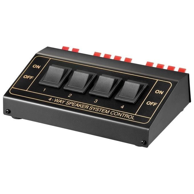 Techly Speaker Switchbox per Collegare fino a 4 coppie di Diffusori Nero