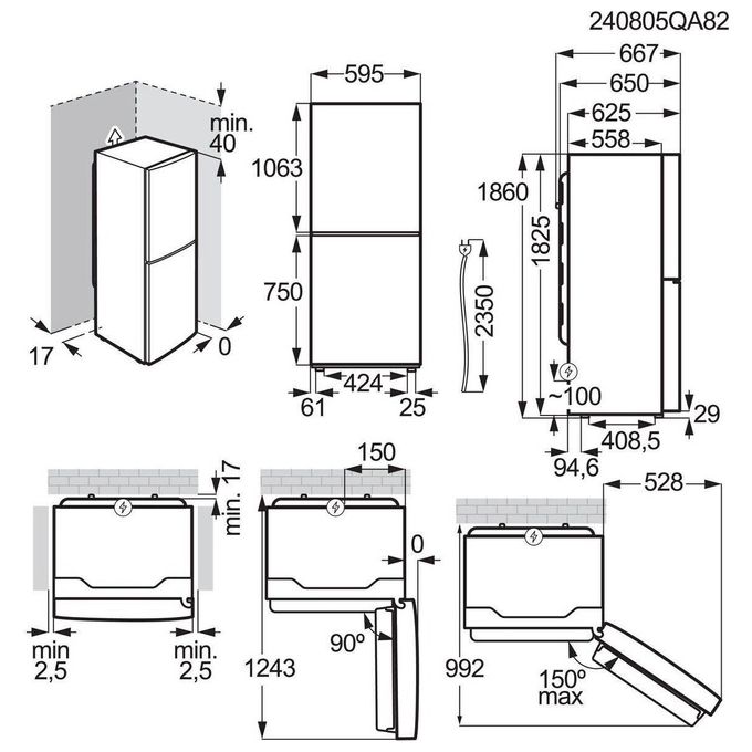 Electrolux LNT5ME32W1 Serie 600 Frigorifero Combinato 330 L 186 cm Classe E 38 dB TwinTech Total No Frost colore Bianco