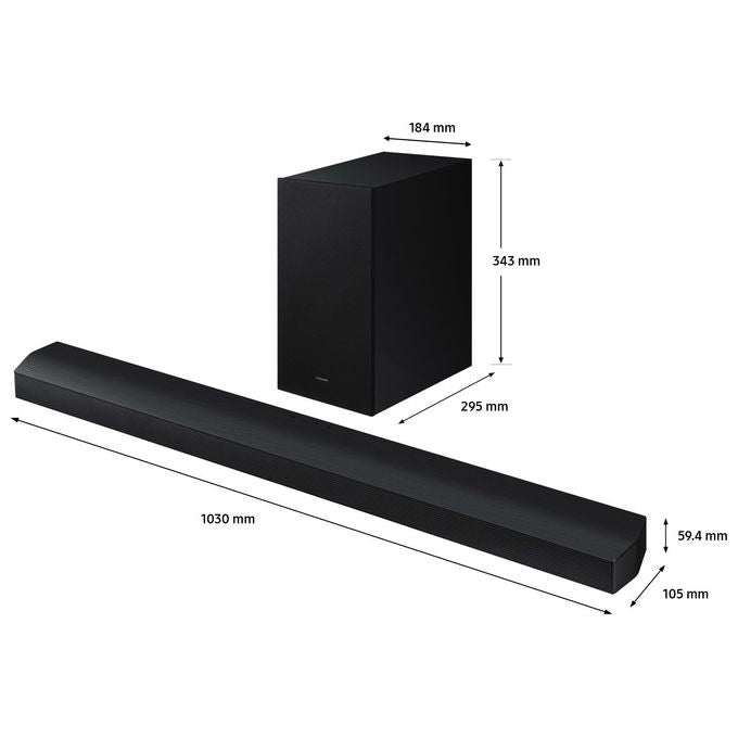 Samsung Soundbar HW-B750D-ZF, 5.1 Canali, Subwoofer Wireless, Dolby DTS Virtual, Nero