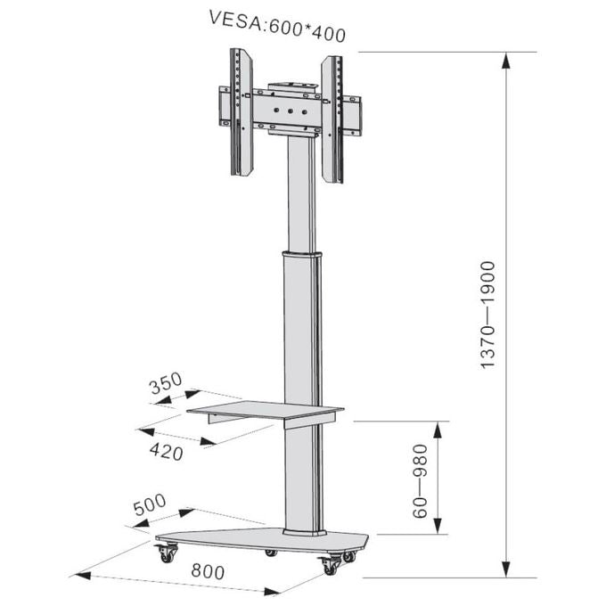 Techly Supporto a Pavimento con Mensola Trolley Tv Lcd-Led-Plasma 37-70'' Bianco