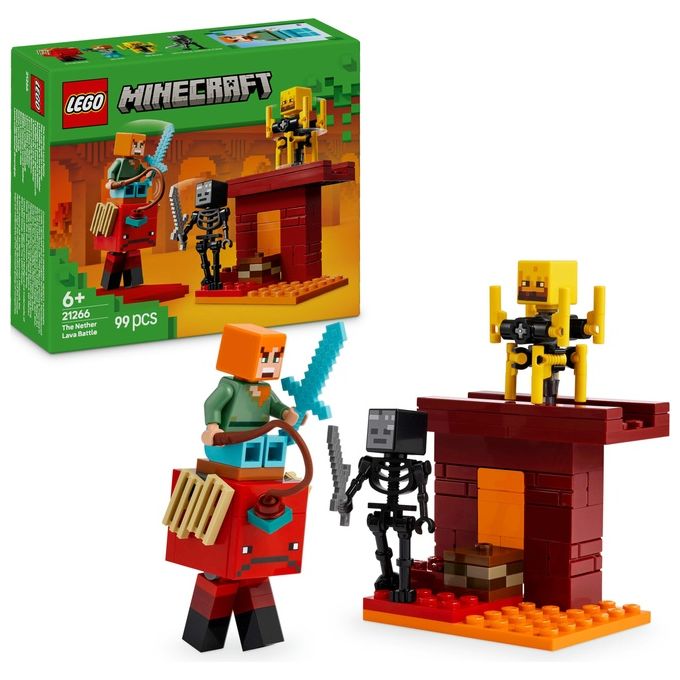 LEGO Minecraft Battaglia sul Ponte del Nether Gioco d'Avventura per Bambini e Bambine da 6 Anni Piccolo Set da Costruire con Funzioni e 4 Personaggi del Videogioco Idea Regalo di Compleanno 21266