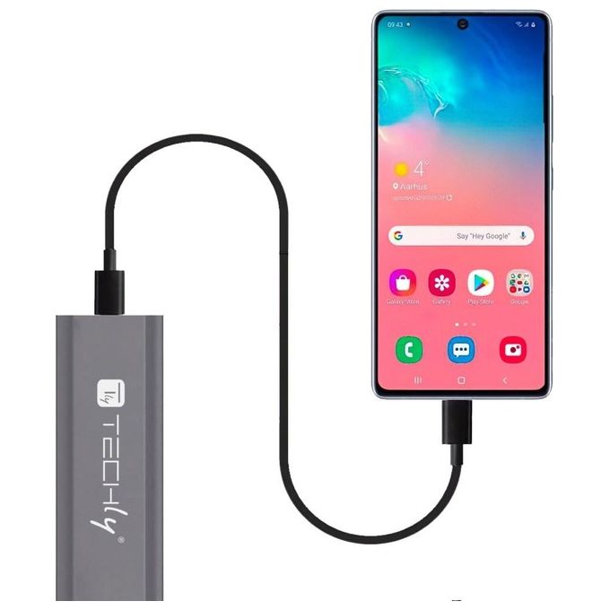Techly Box Esterno USB-C USB 3.2 Gen2 NVMe-SATA M.2 SSD Grigio