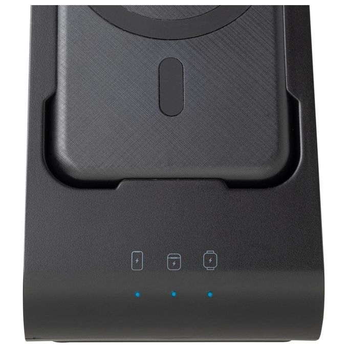 Rivacase VA4917 Caricabatterie Wireless Qi 15W con Batteria Esterna con Funzione di Ricarica Rapida Qc-Pd 5000 Mah