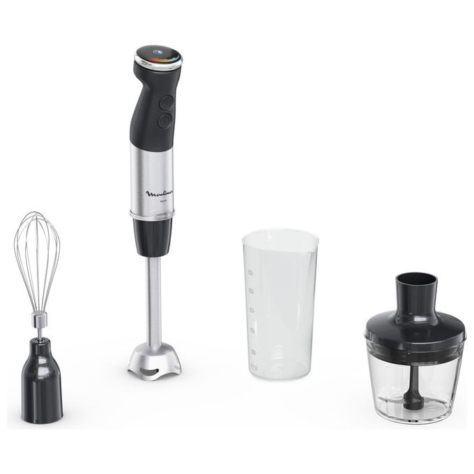 Moulinex DD6738 Quickchef 3in1 – Frullatore a immersione 1000 W, velocita' variabile, accessori inclusi (tritatutto, frusta, bicchiere), lama in acciaio inox, colore Bianco-Rosso