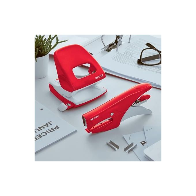 Leitz 5547 WOW Cucitrice in Metallo con Corpo Ergonomico Rossa