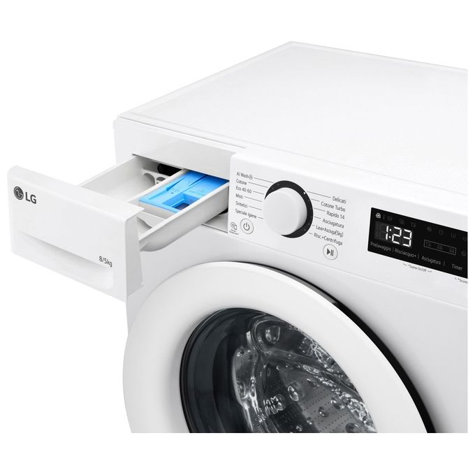 LG Serie 3 D2R3S08AIDD Lavasciuga slim 8-5 Kg AI DD Classe E 1200 giri AI Wash bianca