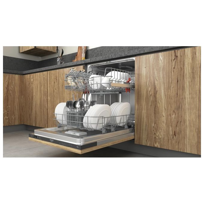 Hotpoint H2I HD526 AS - Lavastoviglie a scomparsa totale 14 coperti, Classe E, 9 Programmi, Cerniere Sliding, (82x59,8x55,5 cm), Bianco