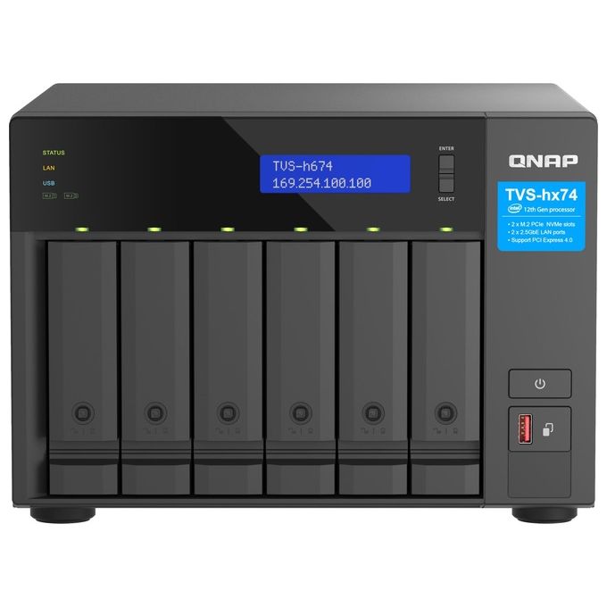 Qnap TVS-h674 NAS Tower Collegamento Ethernet LAN Nero i3-12100