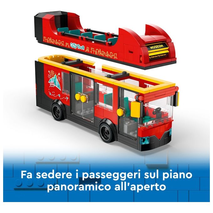 LEGO City Autobus Turistico Rosso a Due Piani Giochi per Bambini e Bambine da 7 Anni in su con Veicolo Giocattolo in Stile Londinese da Costruire e 5 Minifigure Idea Regalo di Compleanno 60407