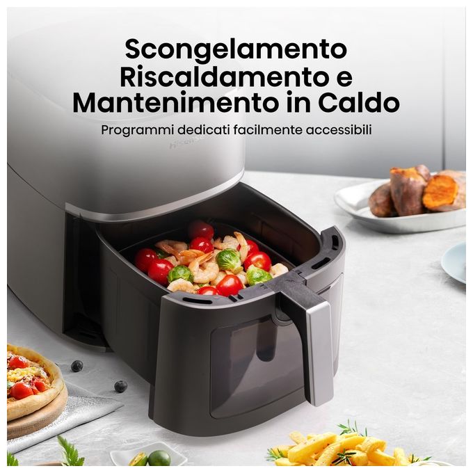 Hisense HAF1900D - Friggitrice ad aria 7 L, potenza 1800 W, programmi preimpostati, display digitale, tecnologia di cottura ad aria calda, colore Nero