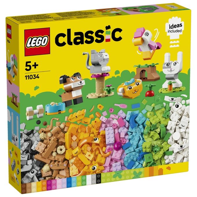 LEGO Classic 11034 Animali Domestici Creativi, Giocattolo per Bambini di 5+ Anni per Costruire Cane, Gatto e Altri Animali