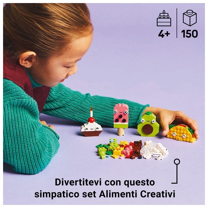 LEGO Classic Alimenti Creativi Piccolo Set di Giochi di Fantasia per Bambini e Bambine da 4 Anni in su con Cibo Giocattolo in Plastica da Costruire e Ricostruire in Altre Forme Idea Regalo 11039
