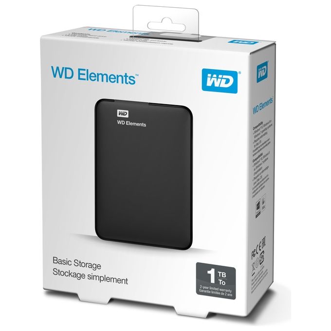 Wd Elements 1000gb Hard disk esterno portatile Usb 3.0 2,5'' Nero