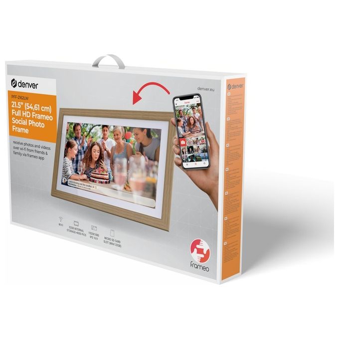 Denver Frameo PFF-2162LW Cornice Digitale 21.5'' Legno Chiaro