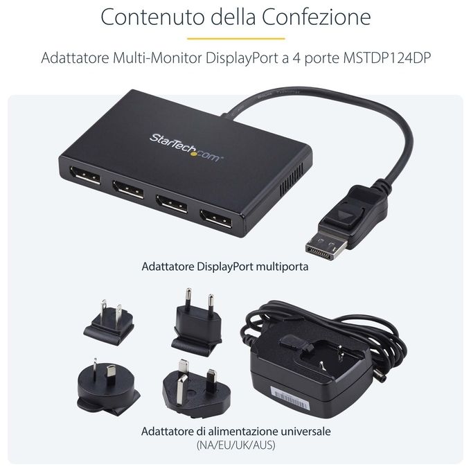 Startech adattatore splitter mst hub - displayport a 4 porte displayport