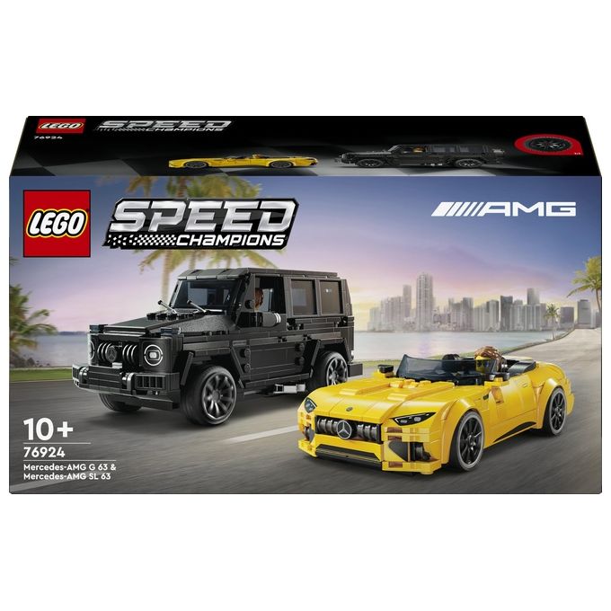 LEGO Speed Champions Mercedes-AMG G 63 e Mercedes-AMG SL 63 Macchine Giocattolo da Costruire 2 Modellini di Auto per Bambini e Bambine da 10 Anni con Minifigure di Piloti Regalo di Compleanno 76924