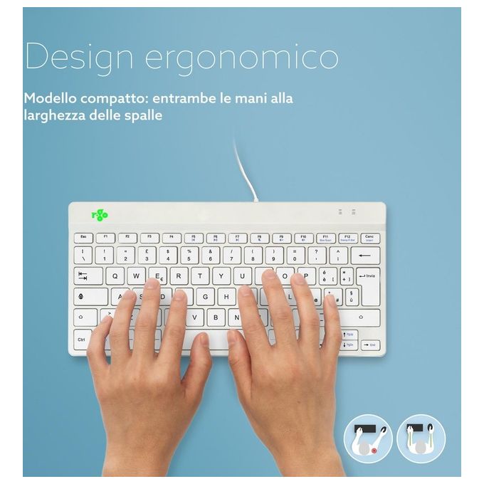 R-Go Tools RGOCOITWDWH Tastiera Ufficio USB QWERTY Italiano Bianco