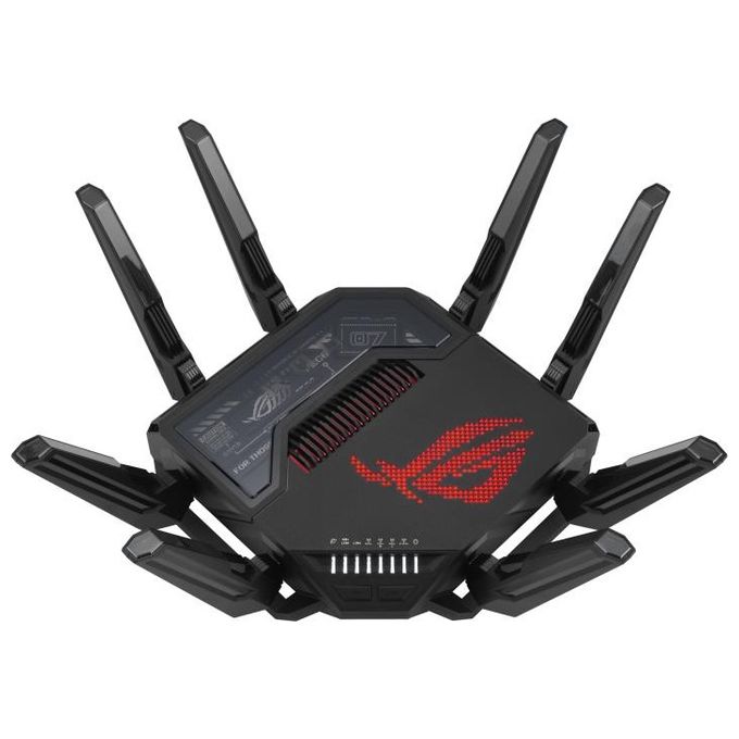 ASUS ROG Rapture GT-BE98 Router WiFi 7 Quad Band 320 MHz 4096-QAM Multi-link Doppie porte 10G WAN di backup Sicurezza di Rete supporto AiMesh Nero