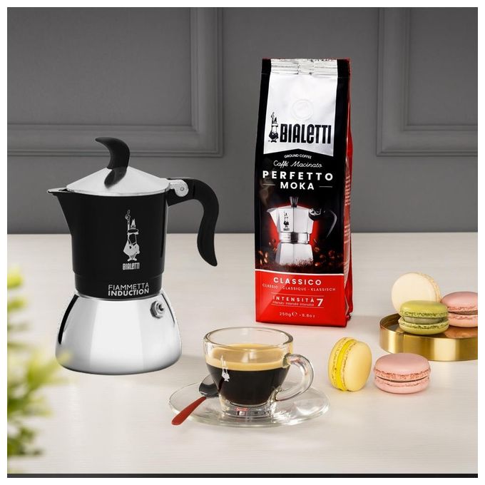 Bialetti Caffettiera Fiammetta Nera per Induzione 2 Tazze
