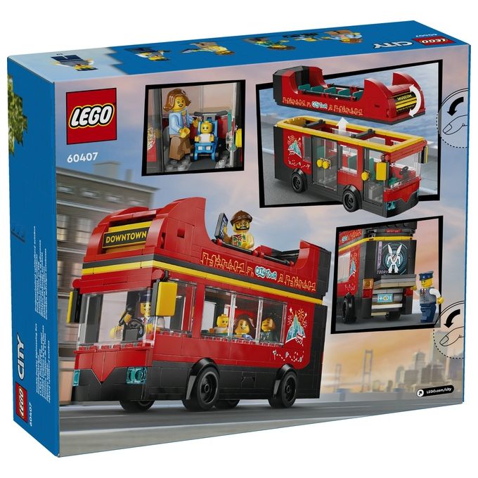 LEGO City Autobus Turistico Rosso a Due Piani Giochi per Bambini e Bambine da 7 Anni in su con Veicolo Giocattolo in Stile Londinese da Costruire e 5 Minifigure Idea Regalo di Compleanno 60407
