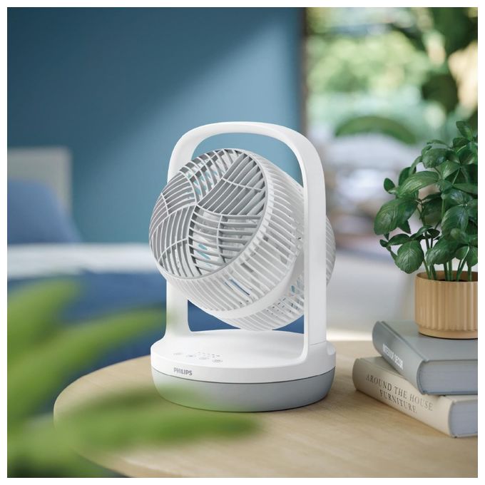 Philips Ventilatore da Tavolo a Pale con Diametro di 22 cm 3 Velocita' e Timer in Colore Bianco
