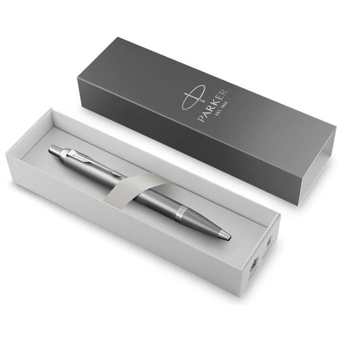 Parker Penna a Sfera Im Writing Rituals Finitura Grigia con Sfumatura Puntale Cromato Punta Media Inchiostro Blu Confezione Regalo