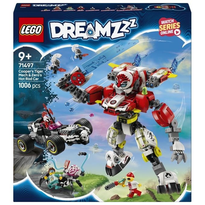 LEGO Set 71497 Costruzione Mech Tigre di Cooper e Bolide di Zero Dreamzzz