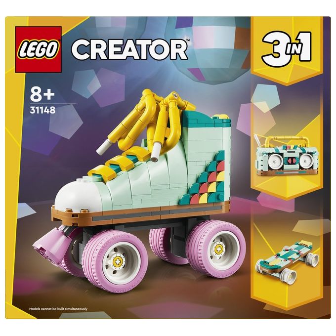 LEGO Creator 31148 3in1 Pattino a Rotelle Retro' Trasformabile in Mini Skateboard o Radio Giocattolo, Giochi per Bambini 8+