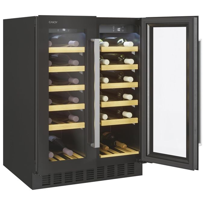 Candy CCVB 60D-1 Cantinetta Vino 38 Bottiglie Classe energetica G Ripiani in legno Illuminazione a Led Controllo digitale 81 cm Nero