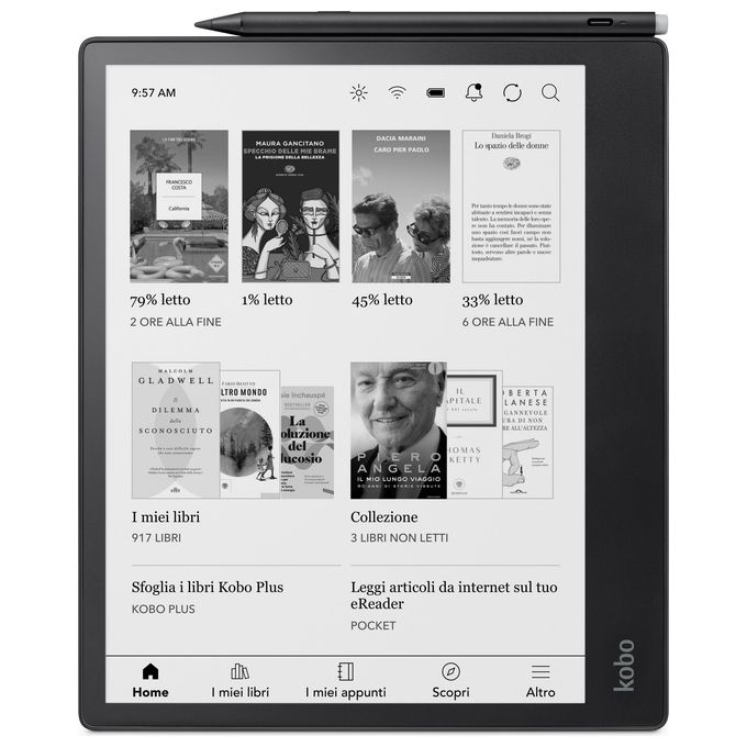 Kobo Elipsa 2E eReader Display 10,3'' Carta E Ink 1200 Multiformato Audiolibri 32Gb Stylus 2 inclusa Nero