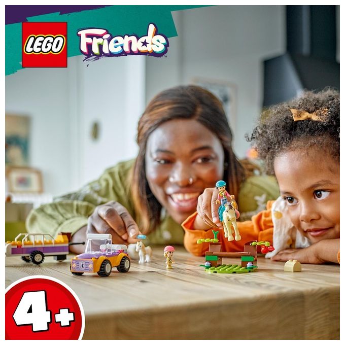 LEGO Friends 42634 Rimorchio con Cavallo e Pony, Giocattolo per la Cura degli Animali con 2 Mini Bamboline, Giochi Bambini 4+