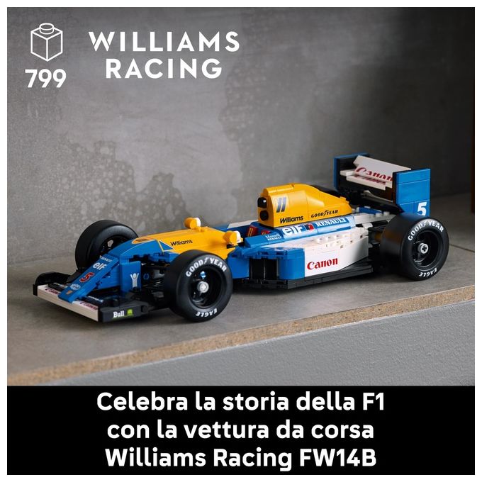LEGO Icons Williams Racing FW14B e Nigel Mansell - Modellino di Auto F1 da Costruire con Minifigure del Pilota da Collezione, Trofeo e Supporto da Esposizione, Idea Regalo Adulti, Uomo o Donna 10353
