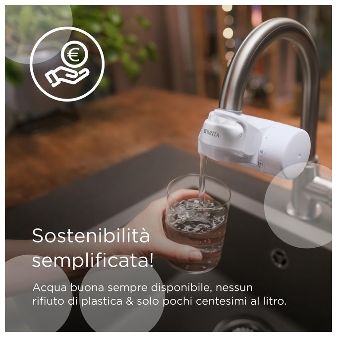 Brita ON TAP V, Filtro Acqua Rubinetto, Bianco, 4 Stadi, 600L, Rimuove Metalli