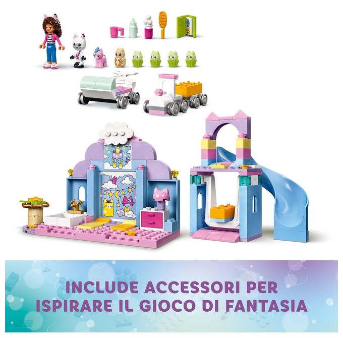 LEGO 10796 LEGO Gabby's Dollhouse Asilo Gatto-Orecchio di Gabby Set da Costruzione con Personaggi Animali e Accessori 165 Pezzi colore Multicolore