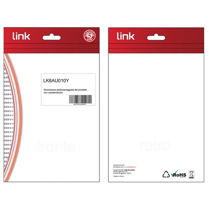 Link Cavo di Rete Categoria 6a Non Schermato Utp Awg24 Giallo Halogenfree 1mt
