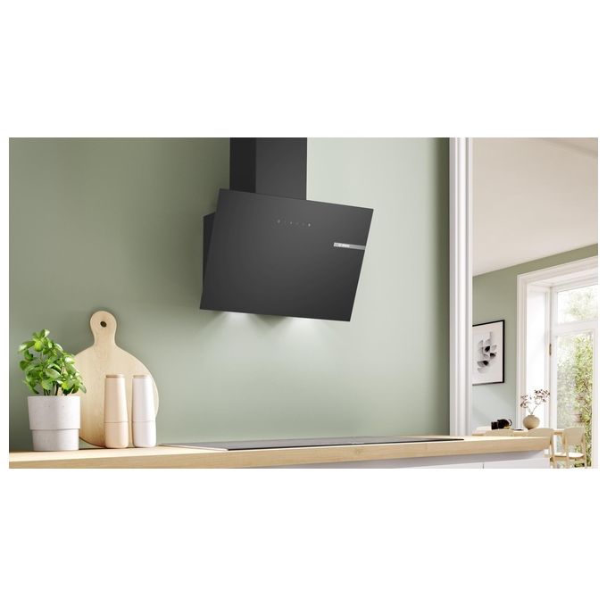 Bosch Serie 2 DWK65DK60 Cappa a muro filtrante design inclinato 60 cm Classe A 3 velocita' Nero