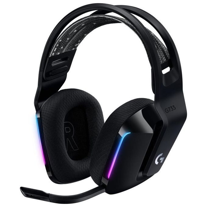 Logitech G733 Lightspeed Cuffia Wireless con Microfono Gaming con Fascia per la Testa a Sospensione Lightsync RGB Tecnologia Microfono Blue Voice e Driver Audio Pro-G Nero
