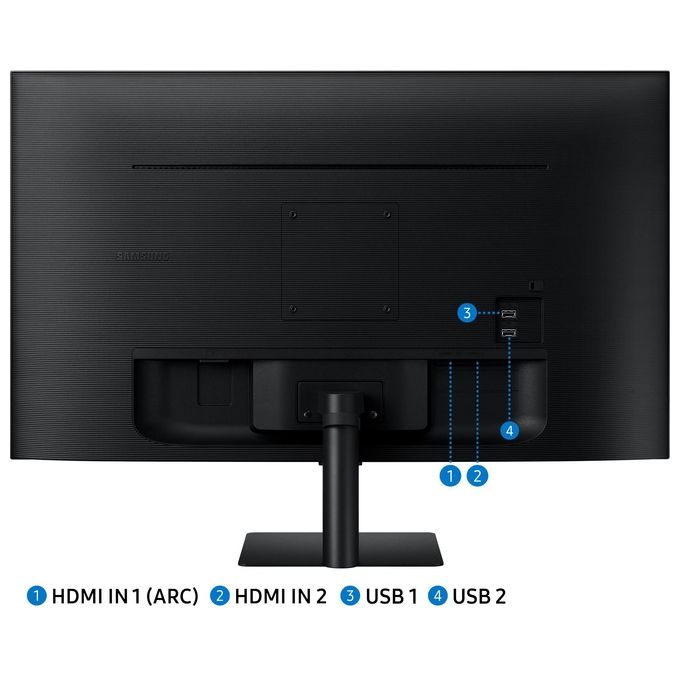 Samsung Smart Monitor M5  S27DM500 Nero - 27'' Display VA, FHD (1920 x 1080), 60Hz, 4ms, Inclinabile, 2 x HDMI (1.4), 2 x USB-A, Smart TV, Gaming Hub