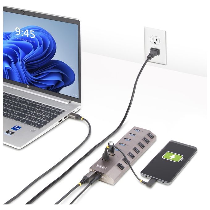StarTech.com Hub USB-C Autoalimentato a 7 Porte con Interruttori Individuali