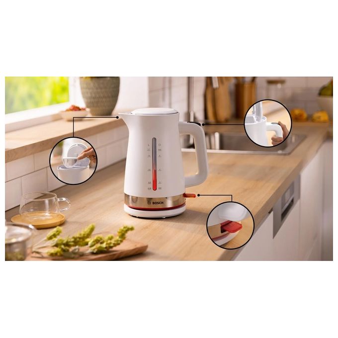 Bosch TWK4M221 Bollitore Elettrico 1.7 Litri 2400W Bianco