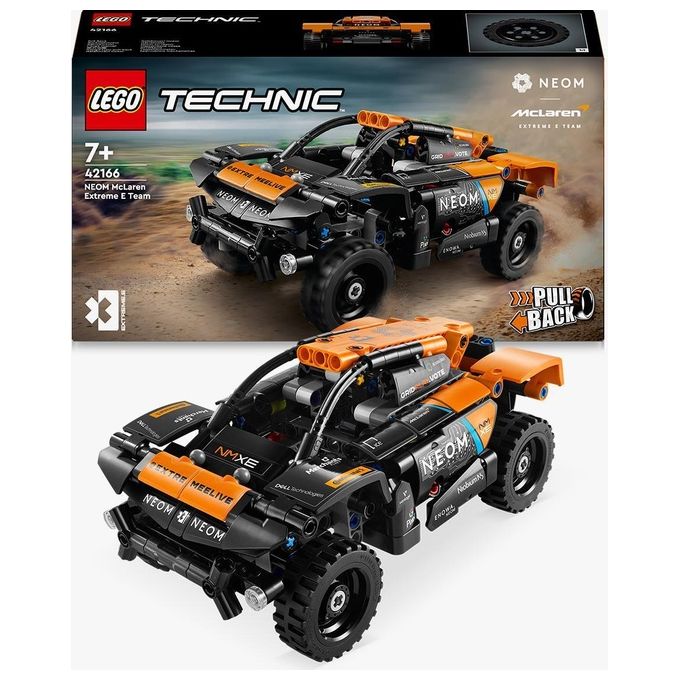 LEGO Technic 42166 NEOM McLaren Extreme E Race Car, Macchina Giocattolo con Funzione Pull-Back, Giochi per Bambini di 7+ Anni