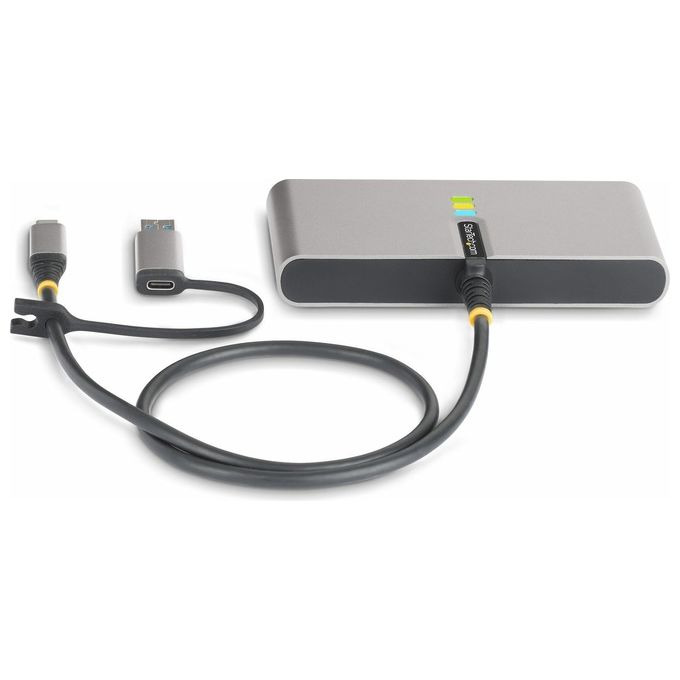 StarTech.com Hub Usb-c a 2 Porte con Ethernet e Rs-232 Dongle Usb-c a Usb-a Collegato 100w PD