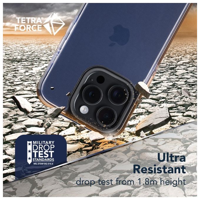 Cellular Line Tetra Force Strong Guard per iPhone 14 Pro Max Custodia flessibile ultra-protettiva, anti-shock con tecnologia antibatterica Microban integrata