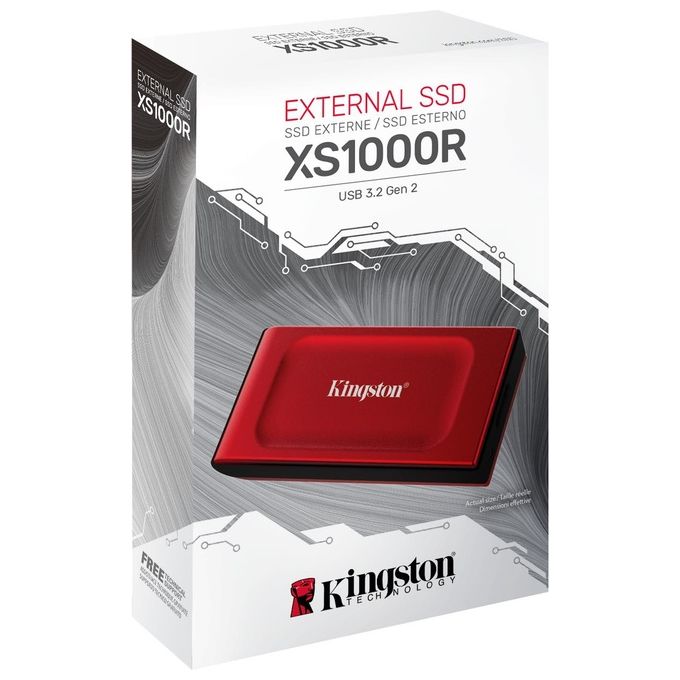 Kingston Technology 1Tb SSD Esterno XS1000 USB 3.2 Gen 2 Rosso